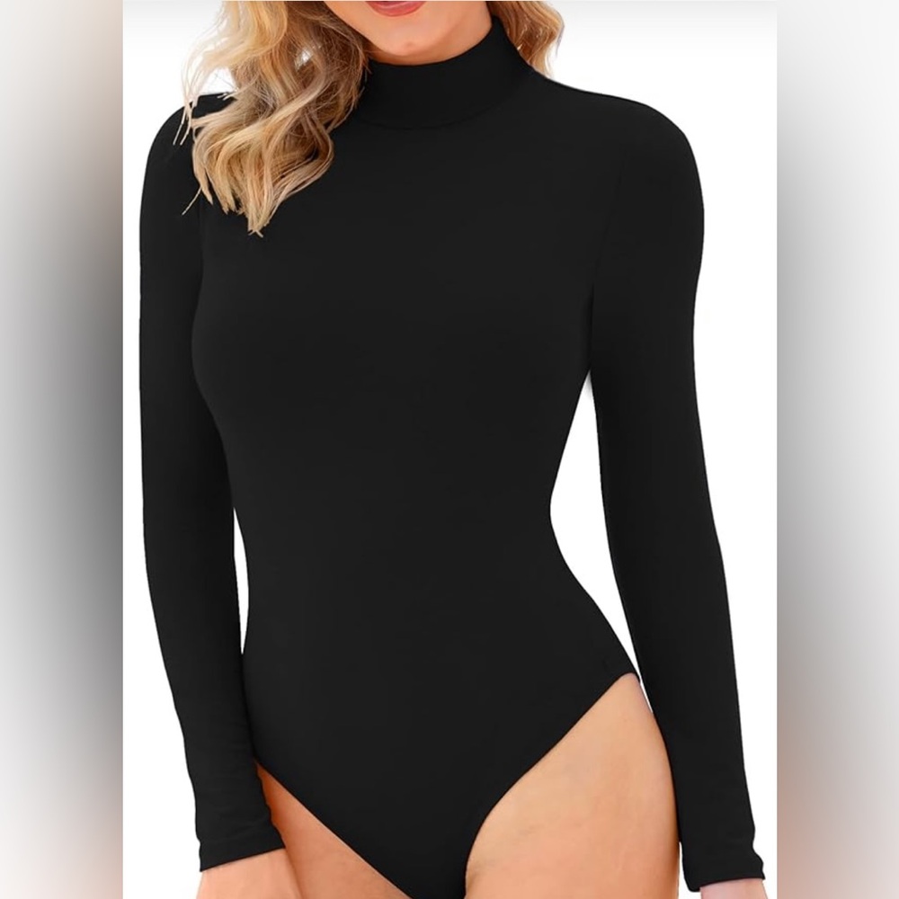 Black Mock Turtleneck Bodysuit XXL
